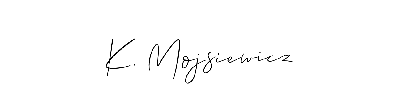 How to make K. Mojsiewicz name signature. Use Allison_Script style for creating short signs online. This is the latest handwritten sign. K. Mojsiewicz signature style 2 images and pictures png