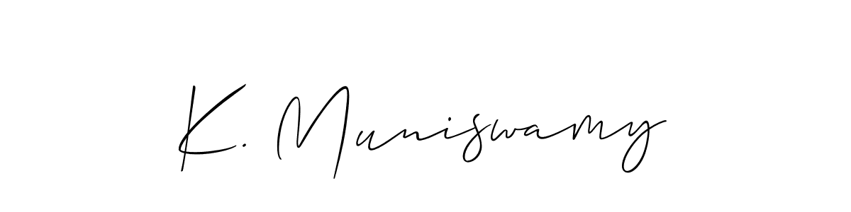 You should practise on your own different ways (Allison_Script) to write your name (K. Muniswamy) in signature. don't let someone else do it for you. K. Muniswamy signature style 2 images and pictures png