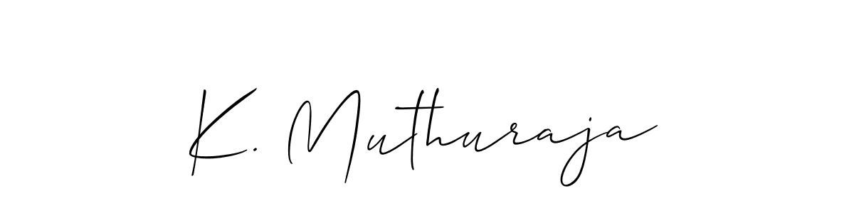 You should practise on your own different ways (Allison_Script) to write your name (K. Muthuraja) in signature. don't let someone else do it for you. K. Muthuraja signature style 2 images and pictures png