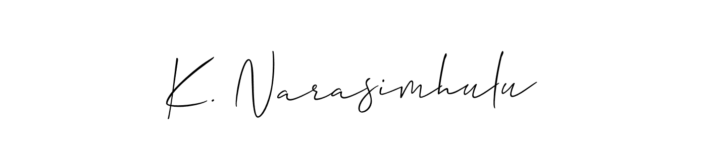 Make a beautiful signature design for name K. Narasimhulu. With this signature (Allison_Script) style, you can create a handwritten signature for free. K. Narasimhulu signature style 2 images and pictures png