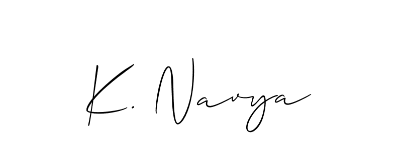 Create a beautiful signature design for name K. Navya. With this signature (Allison_Script) fonts, you can make a handwritten signature for free. K. Navya signature style 2 images and pictures png