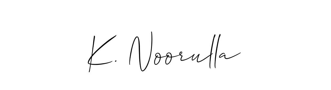 The best way (Allison_Script) to make a short signature is to pick only two or three words in your name. The name K. Noorulla include a total of six letters. For converting this name. K. Noorulla signature style 2 images and pictures png