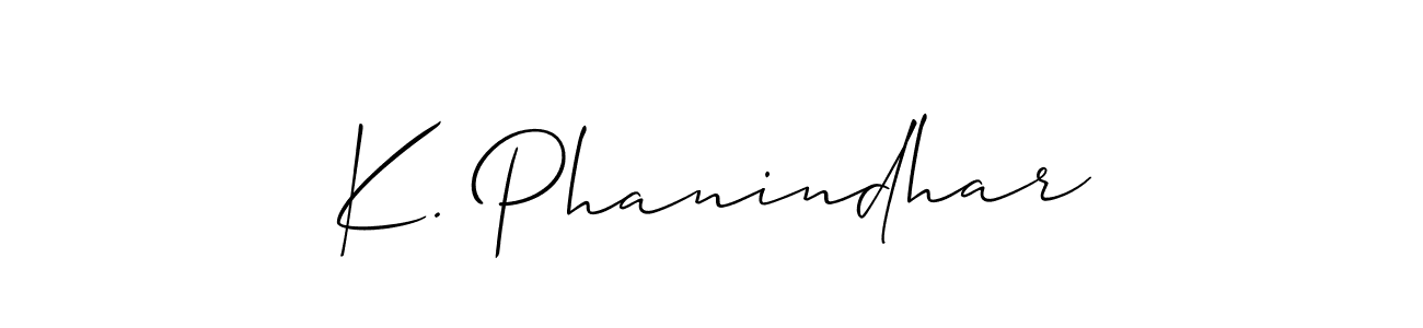 The best way (Allison_Script) to make a short signature is to pick only two or three words in your name. The name K. Phanindhar include a total of six letters. For converting this name. K. Phanindhar signature style 2 images and pictures png