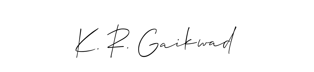 Allison_Script is a professional signature style that is perfect for those who want to add a touch of class to their signature. It is also a great choice for those who want to make their signature more unique. Get K. R. Gaikwad name to fancy signature for free. K. R. Gaikwad signature style 2 images and pictures png