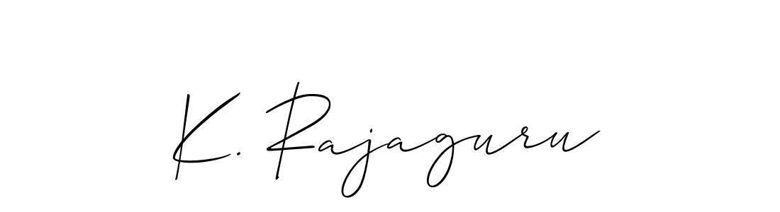 The best way (Allison_Script) to make a short signature is to pick only two or three words in your name. The name K. Rajaguru include a total of six letters. For converting this name. K. Rajaguru signature style 2 images and pictures png