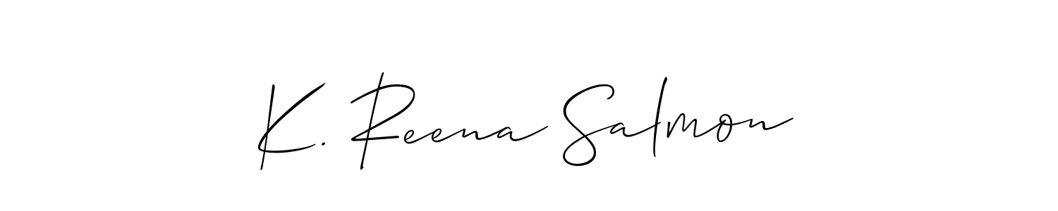 Once you've used our free online signature maker to create your best signature Allison_Script style, it's time to enjoy all of the benefits that K. Reena Salmon name signing documents. K. Reena Salmon signature style 2 images and pictures png