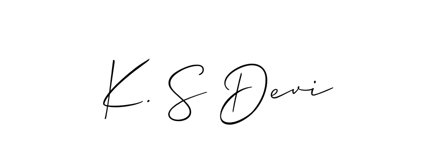 Also You can easily find your signature by using the search form. We will create K. S Devi name handwritten signature images for you free of cost using Allison_Script sign style. K. S Devi signature style 2 images and pictures png