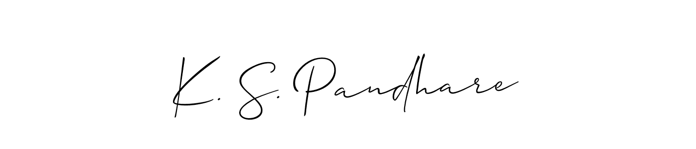 You should practise on your own different ways (Allison_Script) to write your name (K. S. Pandhare) in signature. don't let someone else do it for you. K. S. Pandhare signature style 2 images and pictures png
