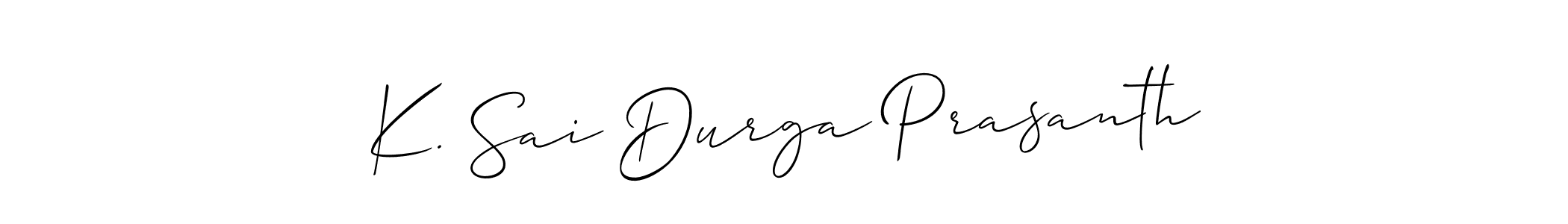 The best way (Allison_Script) to make a short signature is to pick only two or three words in your name. The name K. Sai Durga Prasanth include a total of six letters. For converting this name. K. Sai Durga Prasanth signature style 2 images and pictures png