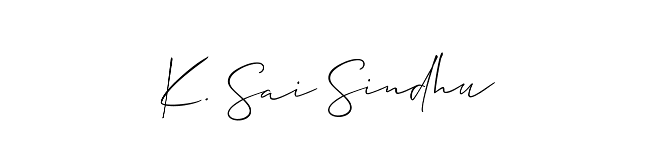 The best way (Allison_Script) to make a short signature is to pick only two or three words in your name. The name K. Sai Sindhu include a total of six letters. For converting this name. K. Sai Sindhu signature style 2 images and pictures png