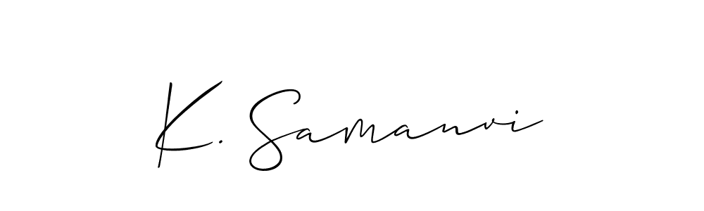 Also You can easily find your signature by using the search form. We will create K. Samanvi name handwritten signature images for you free of cost using Allison_Script sign style. K. Samanvi signature style 2 images and pictures png