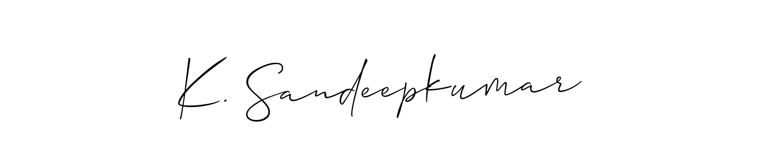 if you are searching for the best signature style for your name K. Sandeepkumar. so please give up your signature search. here we have designed multiple signature styles  using Allison_Script. K. Sandeepkumar signature style 2 images and pictures png