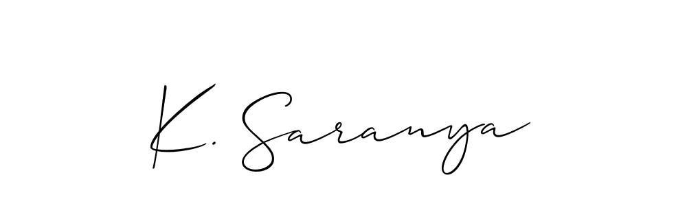 Also we have K. Saranya name is the best signature style. Create professional handwritten signature collection using Allison_Script autograph style. K. Saranya signature style 2 images and pictures png