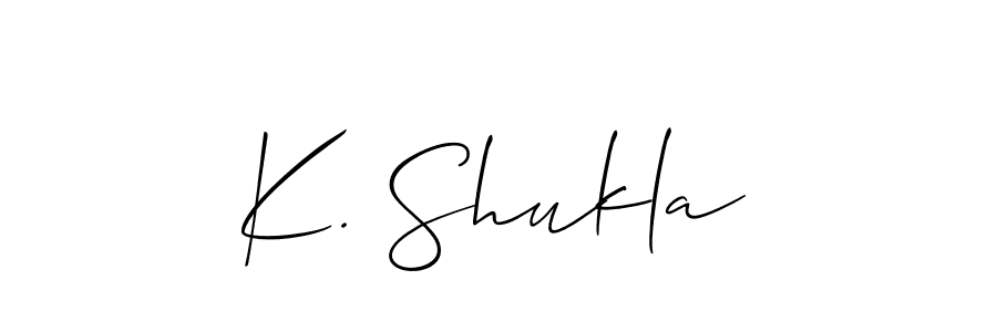 Also You can easily find your signature by using the search form. We will create K. Shukla name handwritten signature images for you free of cost using Allison_Script sign style. K. Shukla signature style 2 images and pictures png