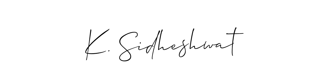 Also You can easily find your signature by using the search form. We will create K. Sidheshwat name handwritten signature images for you free of cost using Allison_Script sign style. K. Sidheshwat signature style 2 images and pictures png