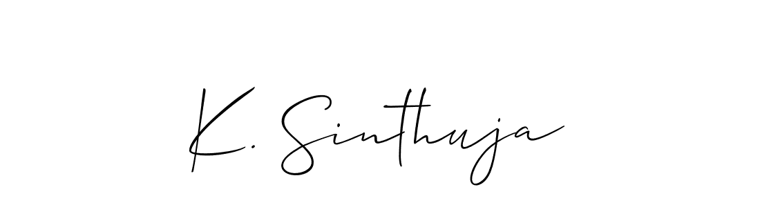 The best way (Allison_Script) to make a short signature is to pick only two or three words in your name. The name K. Sinthuja include a total of six letters. For converting this name. K. Sinthuja signature style 2 images and pictures png