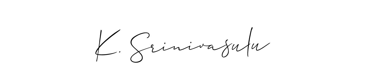 Use a signature maker to create a handwritten signature online. With this signature software, you can design (Allison_Script) your own signature for name K. Srinivasulu. K. Srinivasulu signature style 2 images and pictures png