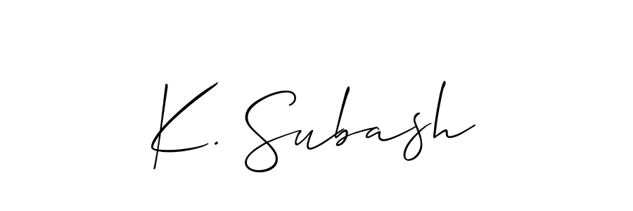 Use a signature maker to create a handwritten signature online. With this signature software, you can design (Allison_Script) your own signature for name K. Subash. K. Subash signature style 2 images and pictures png