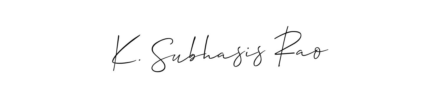 Make a short K. Subhasis Rao signature style. Manage your documents anywhere anytime using Allison_Script. Create and add eSignatures, submit forms, share and send files easily. K. Subhasis Rao signature style 2 images and pictures png