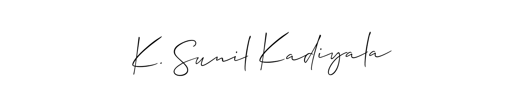 Similarly Allison_Script is the best handwritten signature design. Signature creator online .You can use it as an online autograph creator for name K. Sunil Kadiyala. K. Sunil Kadiyala signature style 2 images and pictures png