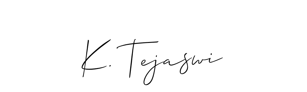 You should practise on your own different ways (Allison_Script) to write your name (K. Tejaswi) in signature. don't let someone else do it for you. K. Tejaswi signature style 2 images and pictures png