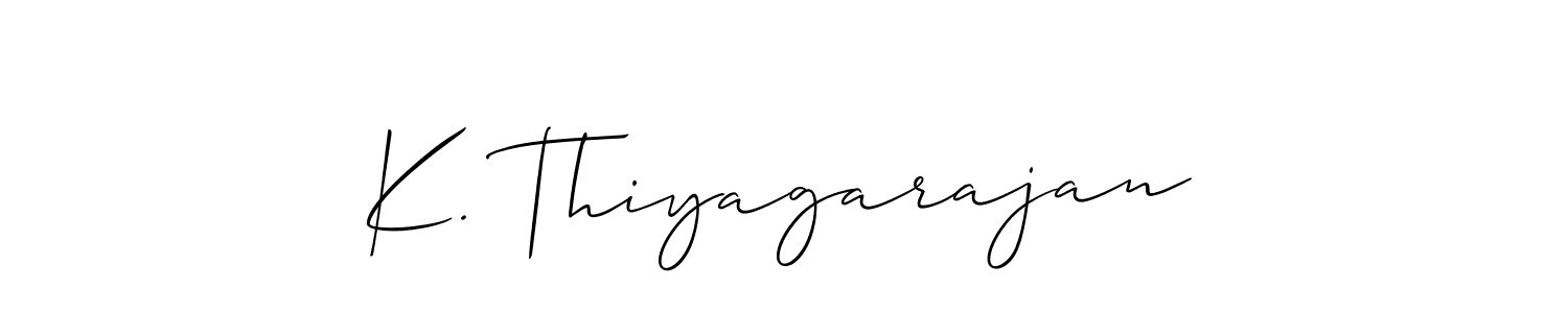 if you are searching for the best signature style for your name K. Thiyagarajan. so please give up your signature search. here we have designed multiple signature styles  using Allison_Script. K. Thiyagarajan signature style 2 images and pictures png