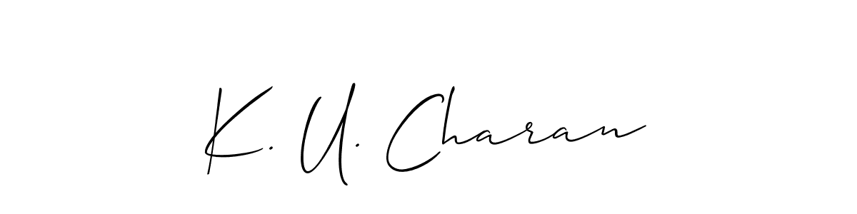 Also You can easily find your signature by using the search form. We will create K. U. Charan name handwritten signature images for you free of cost using Allison_Script sign style. K. U. Charan signature style 2 images and pictures png