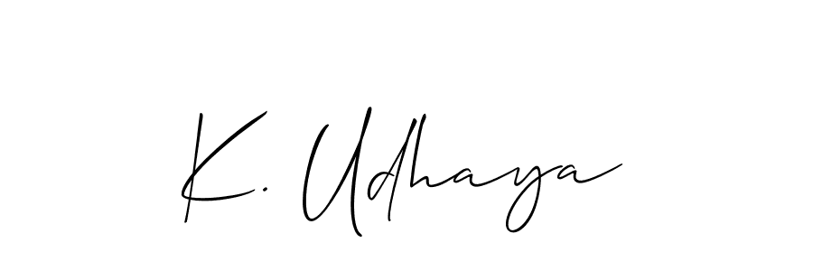 Make a short K. Udhaya signature style. Manage your documents anywhere anytime using Allison_Script. Create and add eSignatures, submit forms, share and send files easily. K. Udhaya signature style 2 images and pictures png