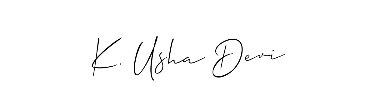 The best way (Allison_Script) to make a short signature is to pick only two or three words in your name. The name K. Usha Devi include a total of six letters. For converting this name. K. Usha Devi signature style 2 images and pictures png