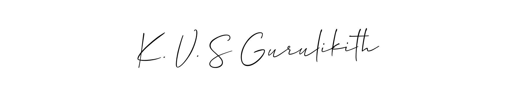 How to make K. V. S Gurulikith name signature. Use Allison_Script style for creating short signs online. This is the latest handwritten sign. K. V. S Gurulikith signature style 2 images and pictures png