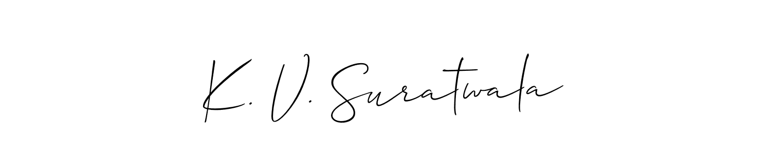 K. V. Suratwala stylish signature style. Best Handwritten Sign (Allison_Script) for my name. Handwritten Signature Collection Ideas for my name K. V. Suratwala. K. V. Suratwala signature style 2 images and pictures png