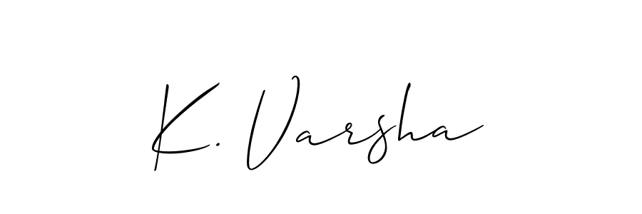 The best way (Allison_Script) to make a short signature is to pick only two or three words in your name. The name K. Varsha include a total of six letters. For converting this name. K. Varsha signature style 2 images and pictures png