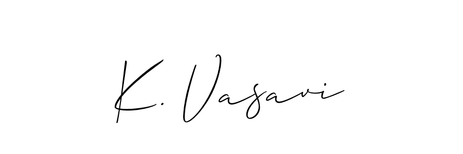 Make a beautiful signature design for name K. Vasavi. With this signature (Allison_Script) style, you can create a handwritten signature for free. K. Vasavi signature style 2 images and pictures png