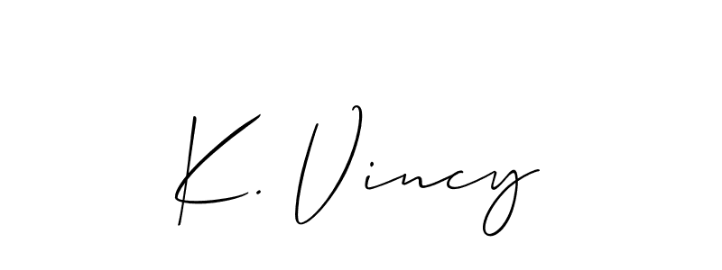 if you are searching for the best signature style for your name K. Vincy. so please give up your signature search. here we have designed multiple signature styles  using Allison_Script. K. Vincy signature style 2 images and pictures png