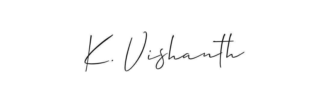 Also You can easily find your signature by using the search form. We will create K. Vishanth name handwritten signature images for you free of cost using Allison_Script sign style. K. Vishanth signature style 2 images and pictures png