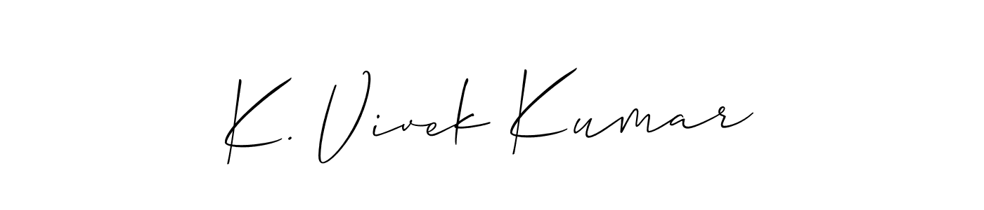 This is the best signature style for the K. Vivek Kumar name. Also you like these signature font (Allison_Script). Mix name signature. K. Vivek Kumar signature style 2 images and pictures png