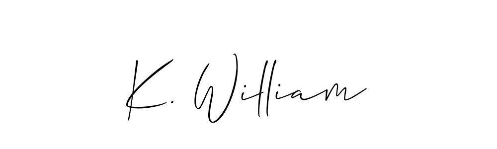 Design your own signature with our free online signature maker. With this signature software, you can create a handwritten (Allison_Script) signature for name K. William. K. William signature style 2 images and pictures png