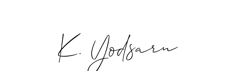 This is the best signature style for the K. Yodsarn name. Also you like these signature font (Allison_Script). Mix name signature. K. Yodsarn signature style 2 images and pictures png
