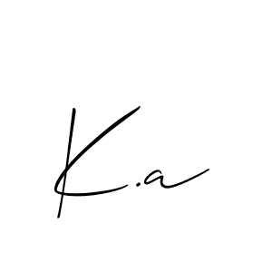 Create a beautiful signature design for name K.a. With this signature (Allison_Script) fonts, you can make a handwritten signature for free. K.a signature style 2 images and pictures png