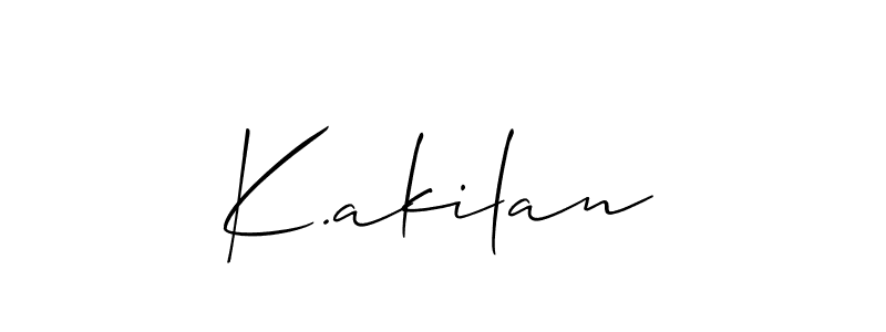 The best way (Allison_Script) to make a short signature is to pick only two or three words in your name. The name K.akilan include a total of six letters. For converting this name. K.akilan signature style 2 images and pictures png