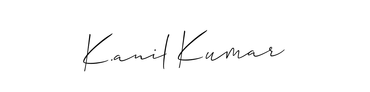 Also You can easily find your signature by using the search form. We will create K.anil Kumar name handwritten signature images for you free of cost using Allison_Script sign style. K.anil Kumar signature style 2 images and pictures png