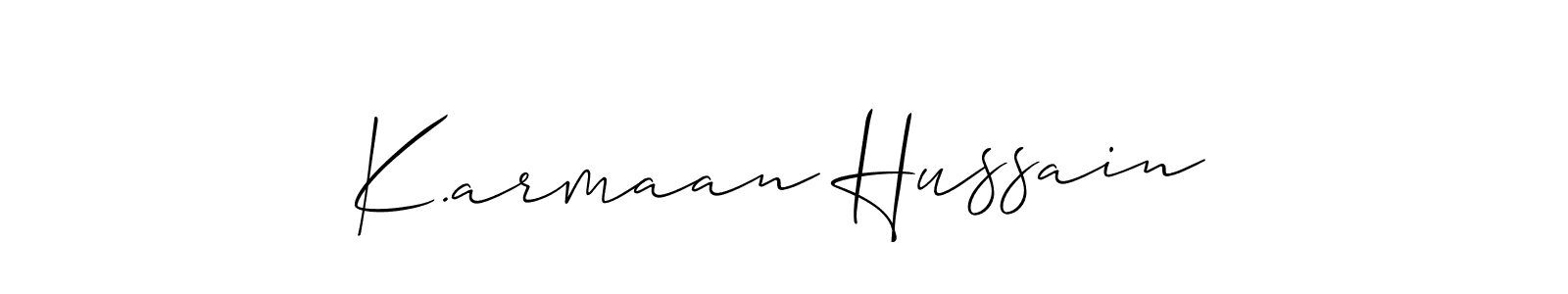 if you are searching for the best signature style for your name K.armaan Hussain. so please give up your signature search. here we have designed multiple signature styles  using Allison_Script. K.armaan Hussain signature style 2 images and pictures png