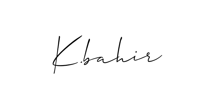 Allison_Script is a professional signature style that is perfect for those who want to add a touch of class to their signature. It is also a great choice for those who want to make their signature more unique. Get K.bahir name to fancy signature for free. K.bahir signature style 2 images and pictures png