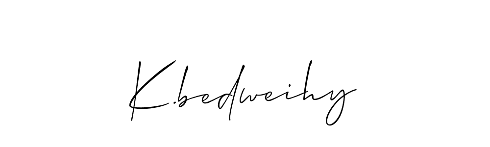 Allison_Script is a professional signature style that is perfect for those who want to add a touch of class to their signature. It is also a great choice for those who want to make their signature more unique. Get K.bedweihy name to fancy signature for free. K.bedweihy signature style 2 images and pictures png