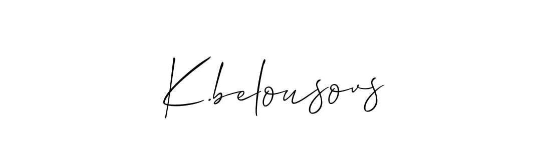 It looks lik you need a new signature style for name K.belousovs. Design unique handwritten (Allison_Script) signature with our free signature maker in just a few clicks. K.belousovs signature style 2 images and pictures png