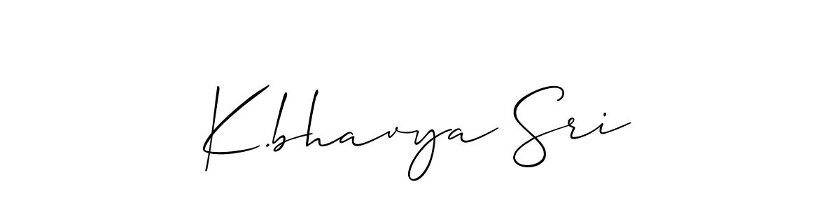 The best way (Allison_Script) to make a short signature is to pick only two or three words in your name. The name K.bhavya Sri include a total of six letters. For converting this name. K.bhavya Sri signature style 2 images and pictures png