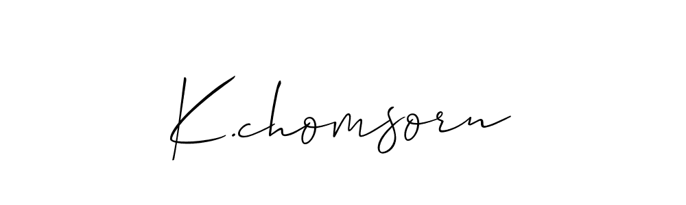 Make a short K.chomsorn signature style. Manage your documents anywhere anytime using Allison_Script. Create and add eSignatures, submit forms, share and send files easily. K.chomsorn signature style 2 images and pictures png