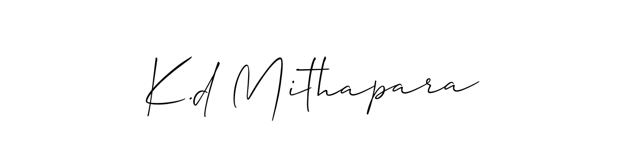 Make a short K.d Mithapara signature style. Manage your documents anywhere anytime using Allison_Script. Create and add eSignatures, submit forms, share and send files easily. K.d Mithapara signature style 2 images and pictures png