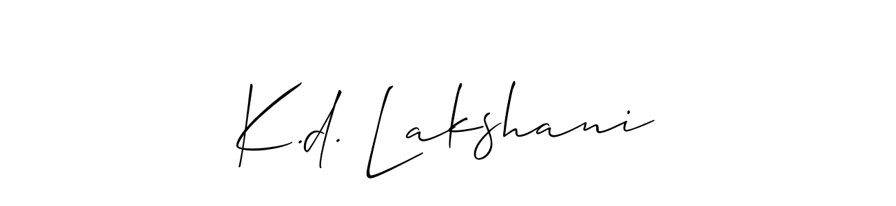 Make a beautiful signature design for name K.d. Lakshani. With this signature (Allison_Script) style, you can create a handwritten signature for free. K.d. Lakshani signature style 2 images and pictures png