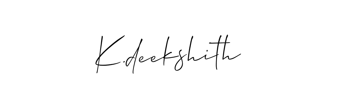 You should practise on your own different ways (Allison_Script) to write your name (K.deekshith) in signature. don't let someone else do it for you. K.deekshith signature style 2 images and pictures png